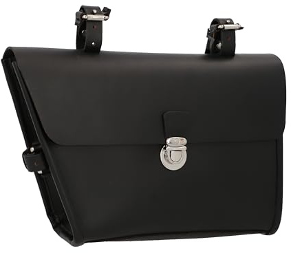 Gusti Rahmentasche Leder - JEF P. Damen und Herren Radtasche Ledertasche Fahrrad Fahrradtasche Schwarz Leder Göße M