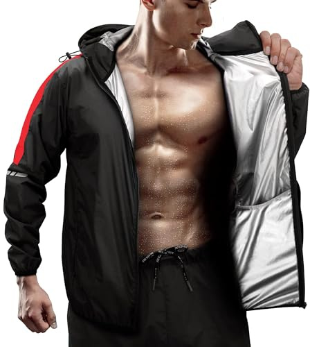 RDX Costume Sauna, Anti-Déchirure Survêtement avec Capuche, REACH OEKO TEX 100 CERTIFIÉ Combinaison Sudation Fitness Sweat à Capuche, Minceur D’entraînement Perte Poids Suit Sport Homme Femme