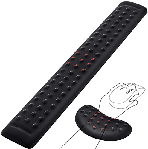 Gimars Handballenauflage Tastatur mit Holpriger Massagepunkt, Ergonomisch Gelkissen Memory Foam Tastatur Maus Handauflage, Gaming Zubehör für PC Laptop Büro Tippen Schmerzlinderung Keyboard Wrist Rest