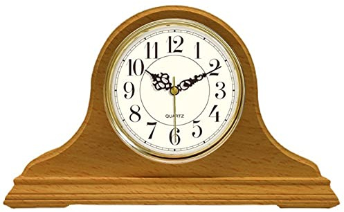 Relojes de chimenea Reloj de mesa antigua, reloj de repisa de madera maciza, reloj de reloj de manto silencioso Simplicidad de madera de madera que funciona con batería de madera, for la oficina de la