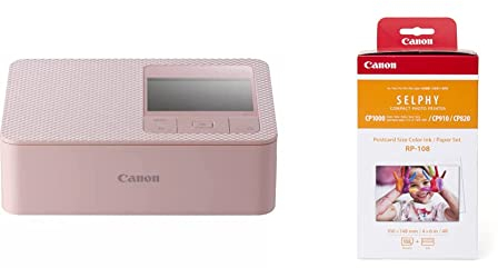 Canon SELPHY CP1500 Mini Fotodrucker rosé inkl. Canon Druckerkartusche RP-108, 108 Blatt
