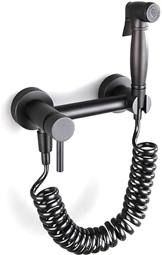 JUNNIU Bidet Spray Set, Toilette Bidet Set Laiton Noir Chaud Froid Salle De Bains Toilette Douche Soufflage Alimenté Pistolet Buse Bidet Robinet Salle De Bains,C Decoration