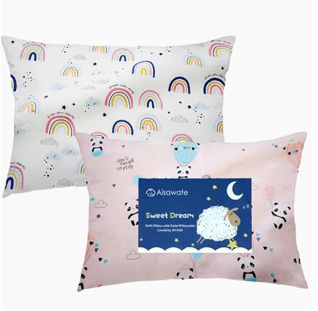 Kinder Kissenbezug 2 Stück, 100% Baumwolle Baby Kissenbezu, 40x60 cm Kissenbezug Weich Atmungsaktiv für Jungen Mädchen Bettwäsch Babykissen Bezug mit Umschlag