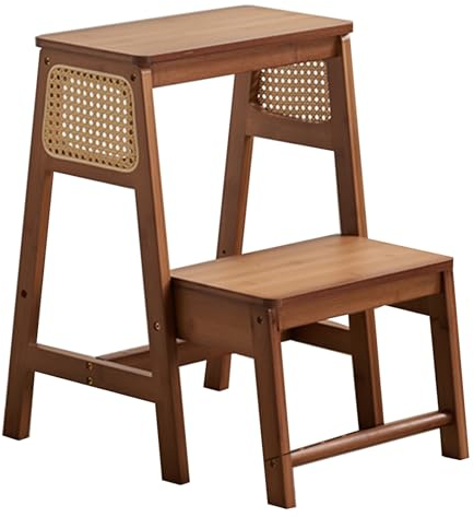 Klappbarer Tritthocker Für Den Haushalt Kleiner Leiterhocker Mit Doppeltem Verwendungszweck Stufenleiter Mit Stauraum Schuhwechselhocker Nachttischhocker (Color : Brown, S : 41 * 52.5 * 56.5cm)