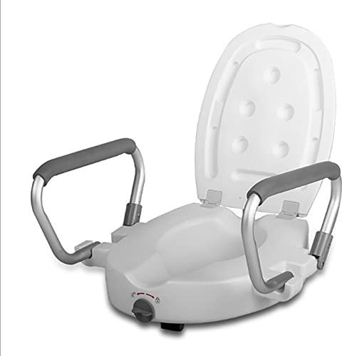 Sedile WC rialzato, Alzata rialzata sicura Portatile con Coperchio e Maniglie, Alzata Sedile WC rialzato con Morsetto Medico, per Sedia di Sicurezza per Bagno con Handicap Medico per disabili