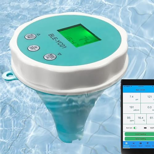 Testeur Intelligent Qualité L'eau Piscine 6 En 1, Analyseur Qualité L'eau Piscine, Moniteur Piscine Bluetooth, Température Numérique Du Chlore, Température PH CL EC TDS ORP, Pour Piscine, Aquarium