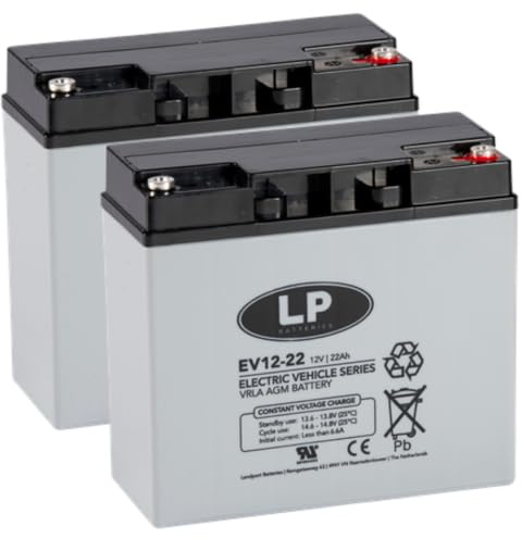 GreenStreet - Batteria di ricambio elettrica per camper, 2 batterie, 12 V, 22 Ah