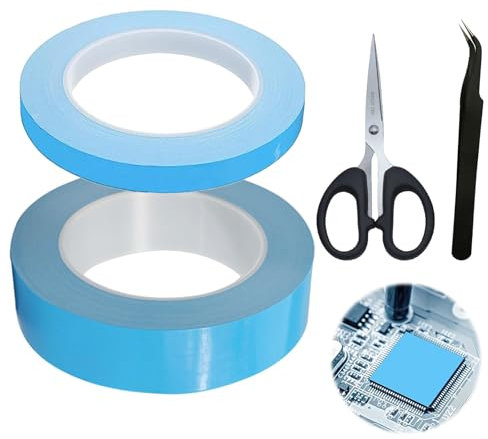 EULAPGOE 2 Rotoli di Nastro conduttivo Termico Adesivo a Doppio Lato di Spessore per Il dissipatore di Calore della Luce LED, del PC e Altro, isolati elettricamente