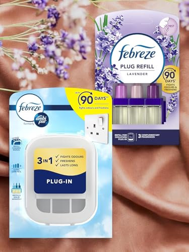 Febreze 3Volution Air Freshener Starter Kit - Plug-In Device and Refill Bundle, Odour Eliminator for Home & Office - Lavender Scent 20ml