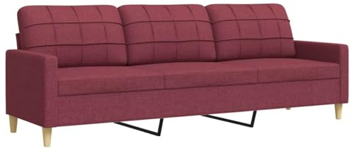 vidaXL 3 Sitzer Sofa, Polstersofa Couch mit Metallgestell, Relaxsofa für Wohnzimmer, Loungesofa Schlafsofa Gästesofa, Modern, Weinrot Stoff