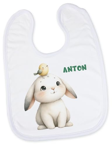 GRAZDesign Lätzchen personalisiert mit Namen Hase Baby Geschenk Geburt, Taufe