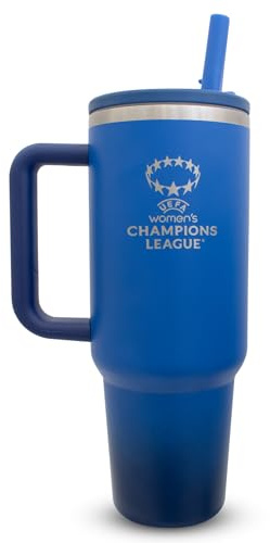 UEFA Women's Champions League 40oz, 1.13L Thermal Flask, UWCL | Officially Licensed, Water Bottle with Integrated Straw & Handle, Double-Wall Insulated Travel Mug, Stainless Steel, BPA Free