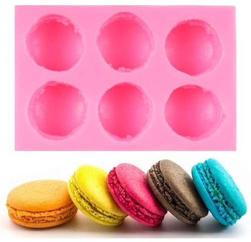 XMOLDNMS Molde de silicona 3D con 6 huecos para macarons, hamburguesas para decorar tartas, cupcakes, chocolate, pasta de flores, dulces, arcilla polimérica