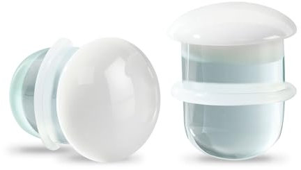 Longbeauty 1 Paar Ohr Plugs Tunnels Pyrex Glas Ohr Expander Flesh Ohrstöpsel Single Flare mit O-Ring Ohr Piercing Schmuck, Stil B, Weiß, 16MM