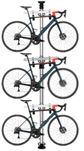 Fahrradständer Boden mit Bügel 3/4m, Metall-Parkständer Ohne Bohren, Vertikaler Fahrradständer mit Teleskopischer Höhe, Tragfähigkeit 100kg(3m/3)