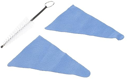 NULYLU Reinigungsset für Klarinette und Querflöte mit Saugfähigem Blauen Tuch und Polsterbürste aus Stoff und Nylon für Schonende Instrumentenreinigung