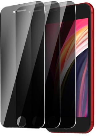 BIESHKJ 3 Stück Sichtschutz Schutzfolie für iPhone SE 2020 / SE 2022 8/7 / 6 / 6S, Anti-Spy-Hartglas, Gehärtetes Glas Displayschutz, 9H Schutzglas, Anti-Öl, Blasenfrei, Kratzfest