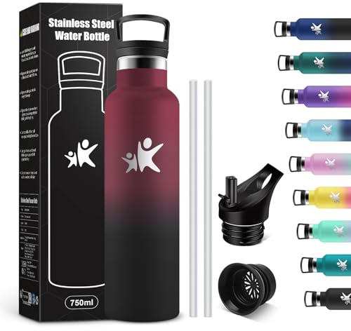 KollyKolla Thermal Bottle 750 ml, Stainless Steel Water Bottle with Straw and Filter, Reusable, Leak Proof, BPA-Free, Canteen for Sports, Office, Gym, Cycling, School