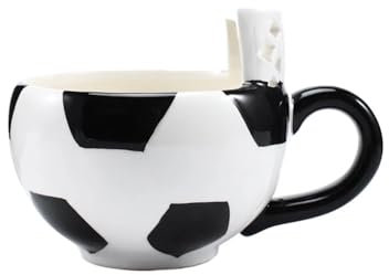 WUJIHE Taza de cerámica con diseño de balón de canasta, taza de cerámica para desayuno, café, leche, regalo personalizado, taza abstracta (copa de fútbol)