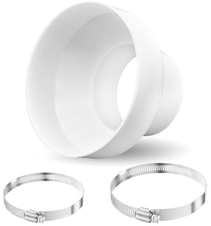 Round Ducting Reducer 150mm to 100mm mit Stainless Hose Clips, Reducer for Extractor Bonnet, ABS Ducting Joint Exhaust Air Hose Adapter for Ventilation Round Pipe Ventilation Duct