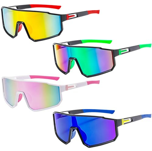 Lot de 4 lunettes de soleil polarisées pour homme et femme - Protection UV400 - Lunettes de protection rapides - Pour le sport de plein air, la pêche, la conduite, les voyages