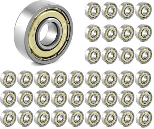 40er-Pack 608 Kugellager, 608ZZ Kugellager, 8 mm x 22 mm x 7 mm, doppelt geschirmte Miniatur-Rillenkugellager aus Metall für Skateboards und Inlineskates