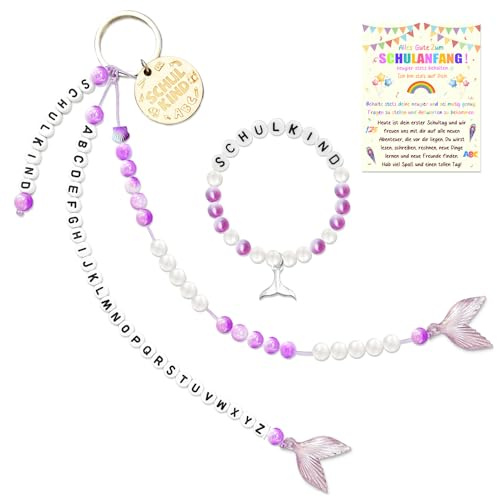 UTEFIF Cadeau d'écolier, chaîne de calcul, cornet d'écolier, cadeau pour la rentrée des classes, avec carte de vœux, bracelet pour la rentrée des classes (2 pièces), Blanc., M