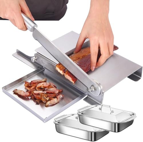 Cortafiambres, Cortadora De Fiambre, Cortadora de carne Manual, picadora de carne, costillas, sierra comercial for huesos y carne con cuchillo de 35cm/13,8 pulgadas, cortadora de alimentos for pescado