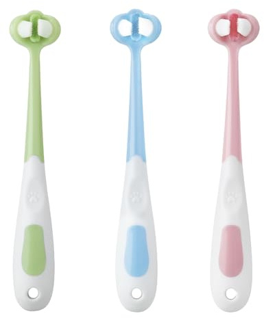 PandaEar 3 Pack Baby Toothbrush, Three-Sided Baby Training Toothbrush for Ages 1-4 Years, Infant Training Brush, Easy-Grip Handle