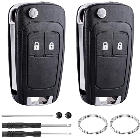 2er Set Autoschlüssel Fernbedienung Gehäuse 2 Tasten Schlüsselgehäuse Ersatz Kompatibel mit Opel Adam Astra Insignia Meriva Mokka Zafira und Chevrolet Cruze Aveo Orlando Spark Trax Captiva Matiz