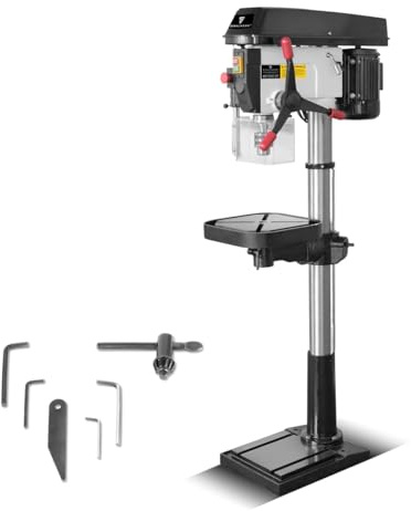 STAHLWERK BD-1500 ST taladro de columna; Potente taladro de columna de 1500 vatios para bricolaje y construcción metálica, Diámetro de perforación Ø 20 mm, 150-2.450 rpm, Robusta mesa de