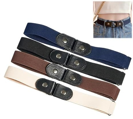 YTAXYZWR 4 Pezzi Cintura Elastica Senza Fibbia, Elastico Invisibile in Vita Senza Fibbia, Cintura Elastica Invisibile, Vita Regolabile da Donna Uomo, Adatto a Jeans, Abiti