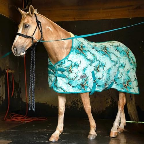 Jeffers Expression Standard-Hals-Fleece-Kühler für Pferde, 175,3 cm, Pferdedecke, feuchtigkeitsabsorbierend, leicht, ideal zum Trocknen, Training, Baden, verstellbare Bauchbänder, Bisbee Blue