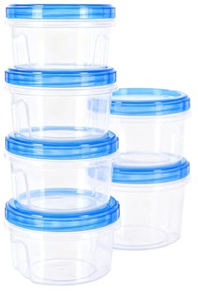 Duzapku Plastic Soup Containers, 6 Pack-500ml Food Storage Containers | Plastic Food Storage Containers with Twist Top Lids, Microwave, Freezer & Dishwasher Safe BPA-Free
