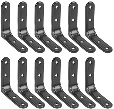 COEWUR Shelf Brackets Black, 12pk 80mm Small L Bracket for Wall Shelves