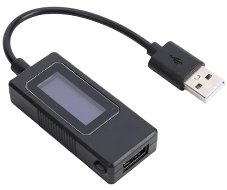 YUEHISY USB-Tester, Digitales USB-Multimeter, Intelligenter Speicher-Leistungskapazitäts-Spannungs-Strom-Tester, für Handy-Ladedetektor (BLACK)