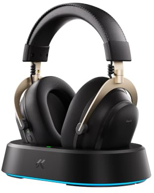 MCHOSE V9 Turbo+ Casque Gaming sans Fil, Noir-Or
