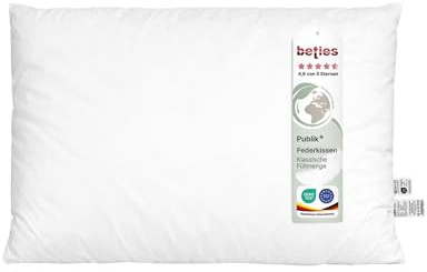 beties - Publik - Kopfkissen 40x60 cm Federkissen – 530 g Enten- & Gänsefedern – formstabiles Bettkissen – waschbares Inlett – Schlafkissen & Nackenkissen