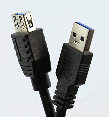 rhinocables - USB 3.0 Extension Cable | 5Gbps Data Transfer Speed | Compatible with USB 2.0 & 1.1 Devices | Durable 10 Pin 28 AWG Design | Type A to B Applications, Black, 5m | 5Gbps Data Transfer Speed, Compatible with USB 2.0 & 1.1 Devices, Type A to B Applications, Black