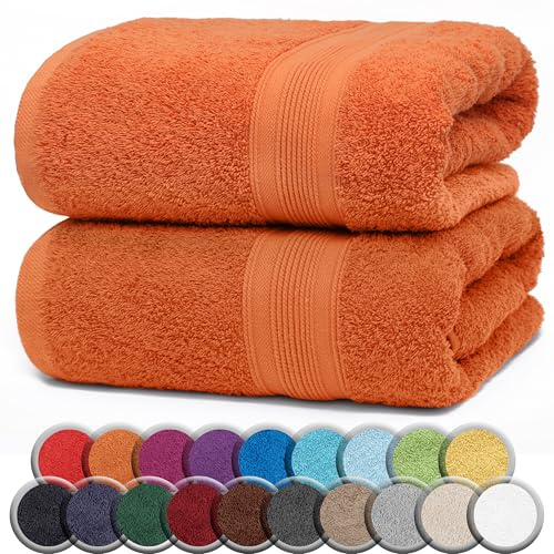NatureMark 2er Pack SAUNATÜCHER/BADETÜCHER – Premium Qualität 80x200cm – Sauna-Handtuch 100% Baumwolle – Farbe: Terrakotta