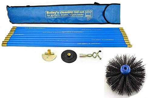 Industrial Bailey Universal 30ft Chimney Brush Sweep Sweeping Drain Rod Set Kit