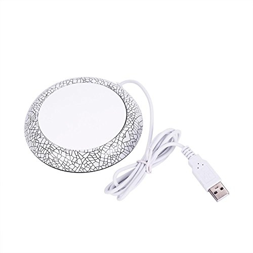 Chauffe-Tasse USB Chauffe-boissons Plaque Chauffante Dessous de Verres pour Chauffe-Café Ustensiles pour Bar Bureau Maison(White porcelain)