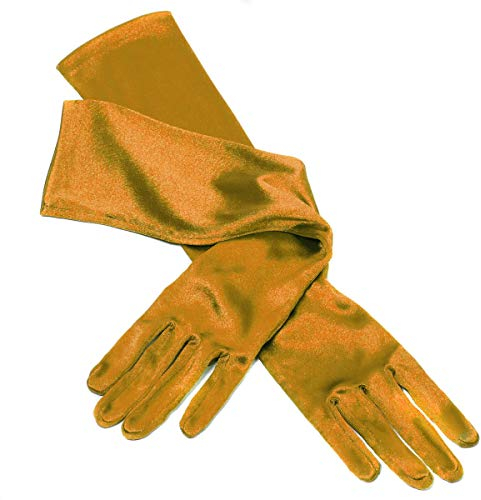 Thetru Kostüm Zubehör Gala Handschuhe elastisch 48cm Karneval Gold