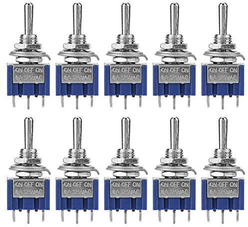Fafeicy 10Pcs On-Off-On Mini Interruttore a Levetta SPDT 3 Posizioni 3 Pin 6 mm/0,02 pollici 6 A 125 V AC