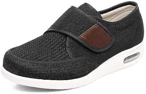Nwarmsouth Zapato Ajustable y cómodo para la Diabetes,Pies hinchados y Zapatos gordos de pies Grandes, Zapatos de Empeine Alto para ancianos-49_Black,Zapato Unisex de Salud para Adultos