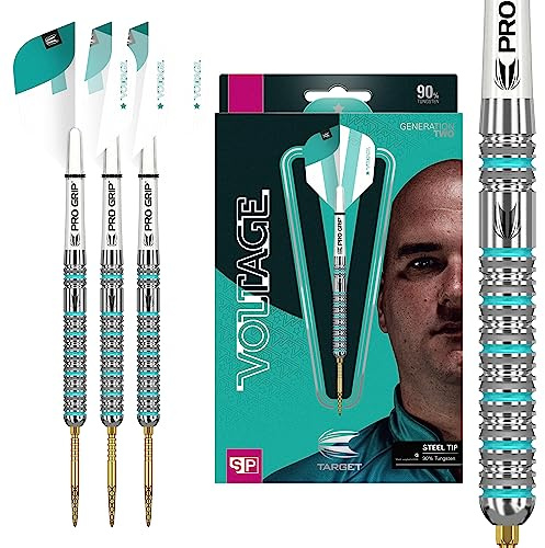 Target Darts Rob Cross 2 Gen 90% Wolfram Swiss Point Steeldarts-Set (25gr - Dartpfeile), Silber, Aqua und Weiß