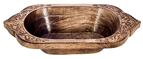 Divit Shilp Bandeja de madera natural, cuenco para servir ensalada, verduras y frutas, bandeja grande y profunda para la familia, fiesta. (Viking Bowl)