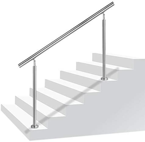 Aufun Treppengeländer Edelstahl Handlauf Geländer für Treppen, Innen und Außen, Balkon, Brüstung, Silber, Länge: 80cm, ohne Querstreben