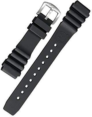 BOMBFROG Taucheruhr Uhrenarmband 20mm Silikon schwarz, Edelstahl-Dornenschließe silber - Uhrenarmband Taucheruhr Herren und Damen