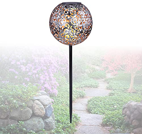 Solarleuchte Garten für Außen Deko - Gartendeko Kugel Solarlampe - Gartenlampen Solar LED mit Erdspieß - Gartenlampe Höhe 54 cm - Durchmesser 18,5 cm